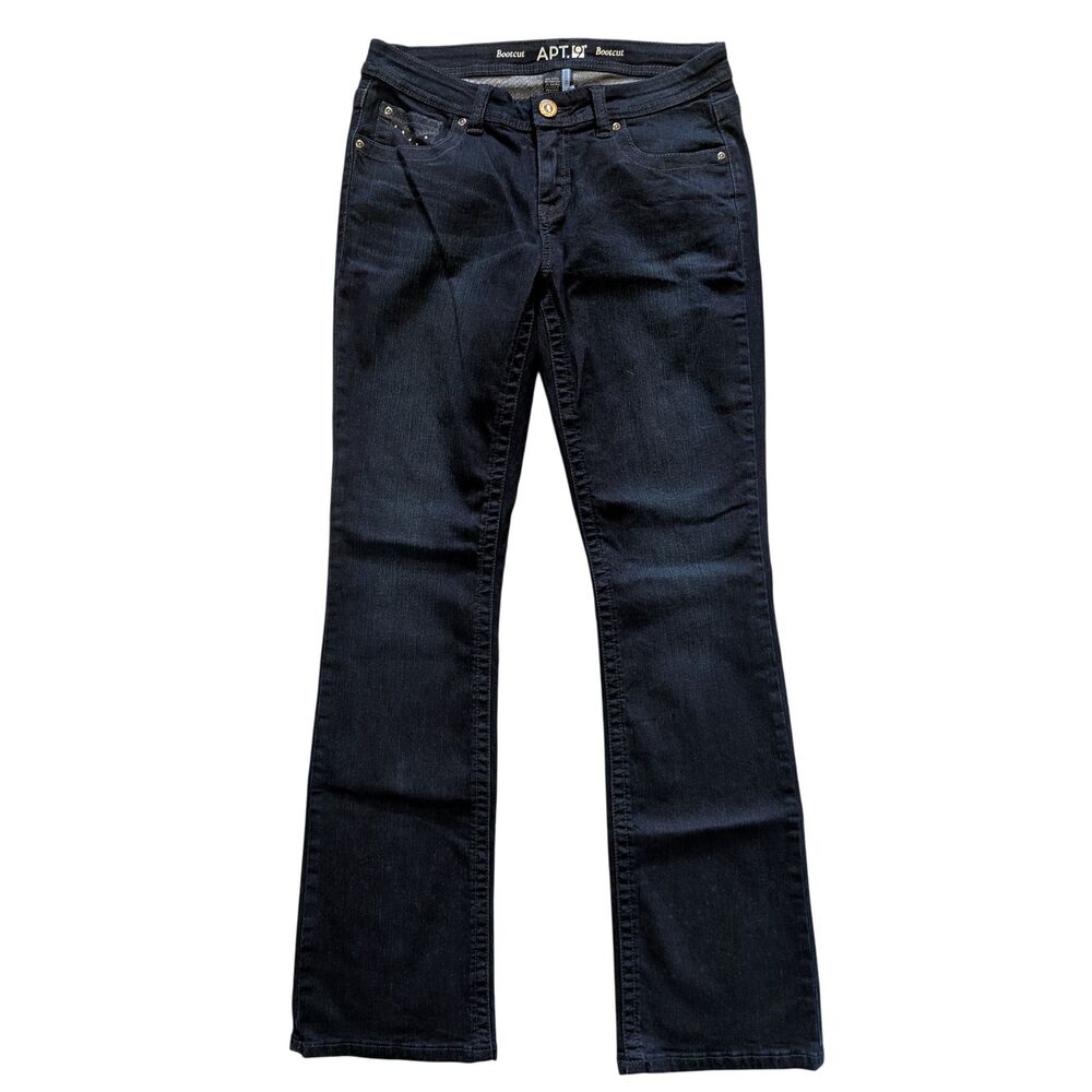 Apt. 9 Bootcut Modern Dark Wash Denim Jeans  Embellished Flap Pockets  Size 6
